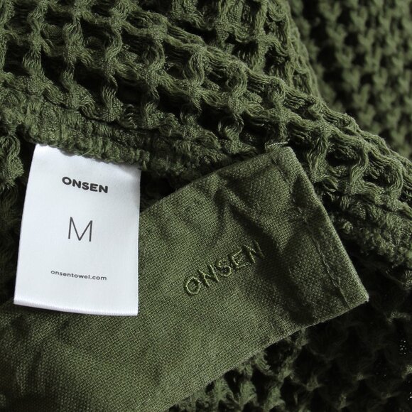 Onsen Supima Cotton Waffle Bath Robe Forest Green Unisex Hooded Size Medium - Picture 12 of 13